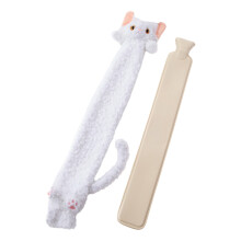 Wärmflasche mit Katzenmotiv, 89 cm, weißer, weicher Bezug