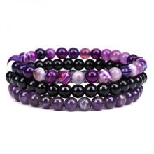 Pulseira de Cristais de Cura Stack4mm com Pedras de Proteção Unissex