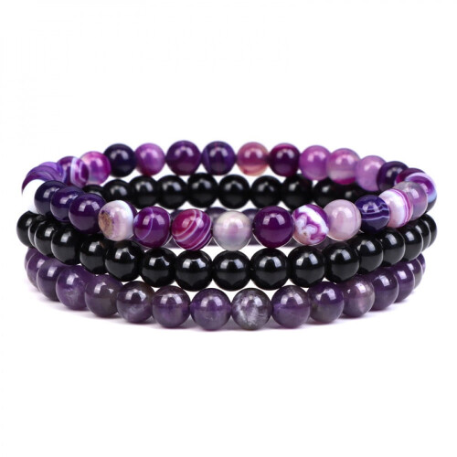 Pulseira de Cristais de Cura Stack4mm com Pedras de Proteção Unissex