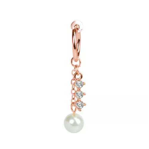 Clip-on-Bauchnabelpiercing aus Roségold mit Perle