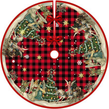 Jupe de sapin de Noël à carreaux rouges et noirs 91 cm (36 pouces)