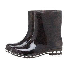 Women's Mid-Calf Floral Rain Boots Low Heel Waterproof Size