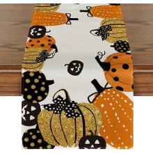 Camino de mesa de Halloween con diseño de calabaza de Halloween, 13 x 60 pulgadas.