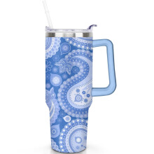 Gobelet isotherme Ă double paroi Ă motif cachemire, 1,2 L (40 oz).