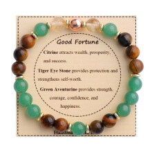 Pulseira feminina inspiradora com cristal de pedra natural