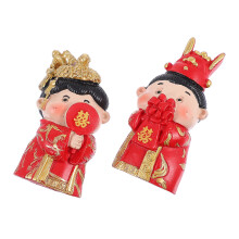 Red Resin Chinese Culture Fridge Magnets Set of 2