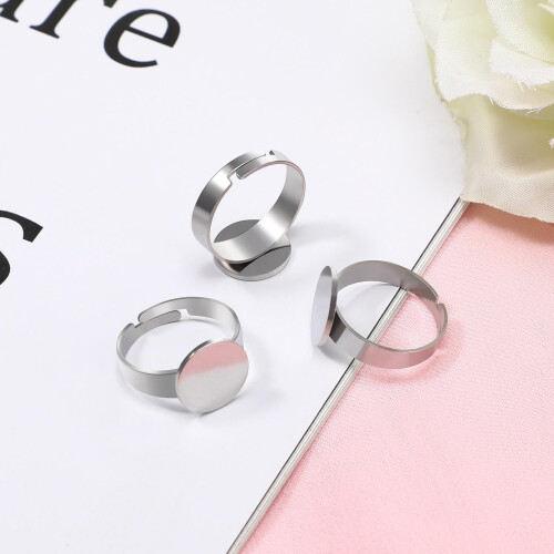 Blank Finger Rings Flat Round Ring Blanks 20 pcs