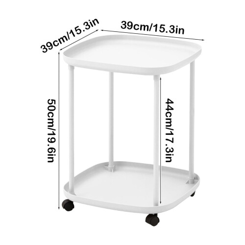 Table d'appoint à roulettes avec étagère de rangement (1 unité) 2