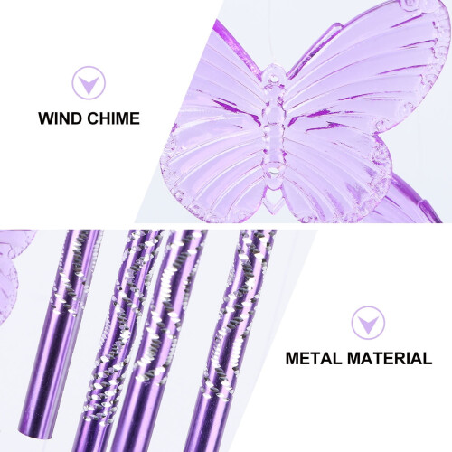 Carillon éolien papillon en plastique violet, 1 pièce 2