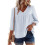 Women's V-Neck Flowy Blouse Three-Quarter Sleeves 1