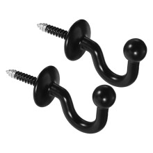 Crochets muraux pour rideaux en alliage de zinc noir, lot de 2