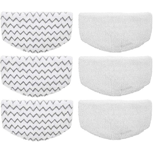 Steam Mop Pads Washable 3-Set (6 Pads) Compatible with