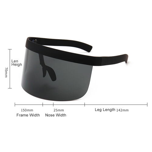 Oversized Mirrored Sunglasses Unisex Shield Style 2