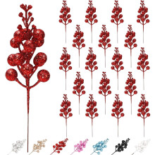 Glitter Berry Tree Picks Silver Stem 18-Pack