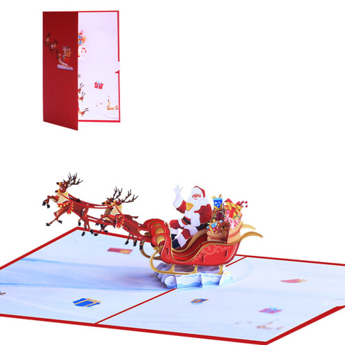 3D Pop-Up Christmas Card Flying Deer Design
