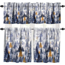 Akvarell skogsgardiner set 132x46 cm + 61x91 cm x 2