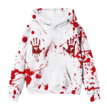 Kinder-Hoodie mit Taschen, weiß, langärmelig, Herzchenmuster, Größe 6-7
