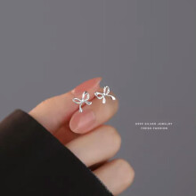 925 Sterling Silver Bow Drop Earrings Elegant Gold Plated