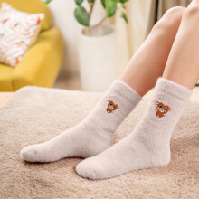 Chaussettes d'hiver mi-mollet pour femmes, doublées polaire, antidérapantes et chaudes