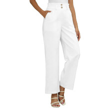 Schwarze, hochgeschnittene, weite Freizeithose für Damen