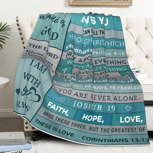 Scripture Throw Blanket Christian Gift Green 50x60 inch