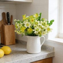 Arrangement d'orchidées chrysanthèmes artificielles, 28 têtes, 32 cm