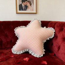 Coussin décoratif minimaliste en dentelle à motif quadrillé multicolore