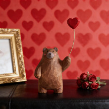 Orsetto di peluche in legno con palloncino a forma di cuore, 3,93 pollici