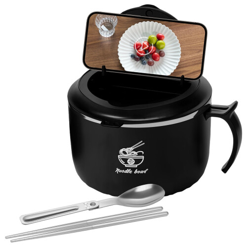 Ramen-Schüssel-Set mit Deckel, Löffel, Essstäbchen, 1600 ml
