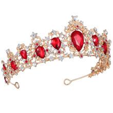 Couronne de coiffe rétro strass rouge et doré (1 pièce)