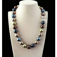 Collana di perle di conchiglia dei Mari del Sud multicolore, rotonde, 12 mm