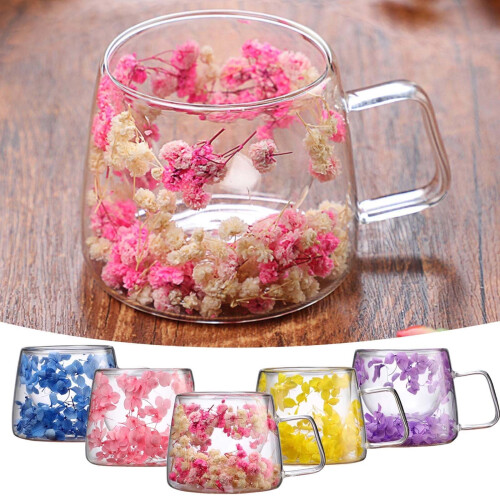 Mug en verre à double paroi 200 ml, parfum fleurs séchées
