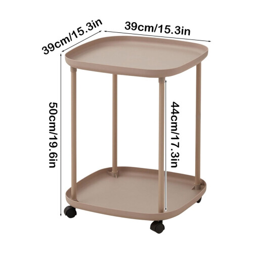 Table d'appoint à roulettes avec étagère de rangement, 2