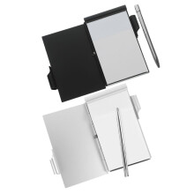 Bloc-notes avec stylo, alliage d'aluminium compact, noir, lot de 2