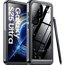 Galaxy S25Ultra-skal IP68 vattentätt stötsäkert svart 6.8