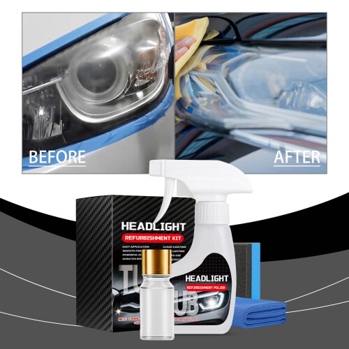 Headlight Restoration Kit with Cleaner, Polish, and UV