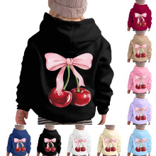 Felpa con cappuccio Cherry per ragazze, stampa a cartoni animati, modello oversize