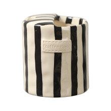 Tasse à café vintage en céramique noire, 300 ml, motif rayé