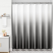 Ensemble rideau de douche noir ombré 72 x 78 pouces avec 12 crochets