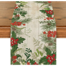 Kersttafelloper met hulstmotief, 13 x 60 inch