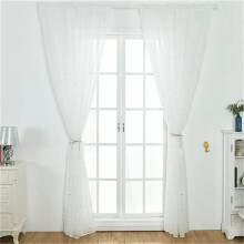 Sheer Voile Curtains Silver Star Pattern 100x200cm