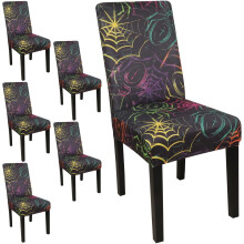 Set van 6 Halloween-spinnenstoelhoezen met zwart spinnenwebdesign