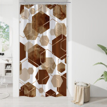 Bruin geometrisch douchegordijn, waterdicht, 36x72 inch