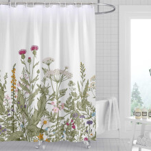 Douchegordijn met bloemenpatroon in aquarel botanische stijl 72" x