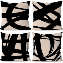 Ensemble de housses de coussin décoratives à motif abstrait beige et noir 45 x 45 cm