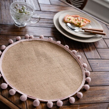 Ensemble de sets de table ronds en corde de chanvre tressée (4 pièces)