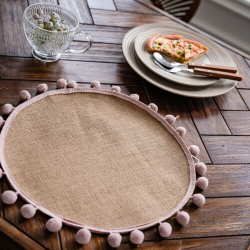 Ensemble de sets de table ronds en corde de chanvre tressée (4 pièces)