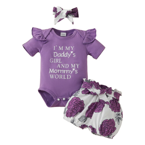 Ensemble body d'été pour bébé fille avec short fleuri et