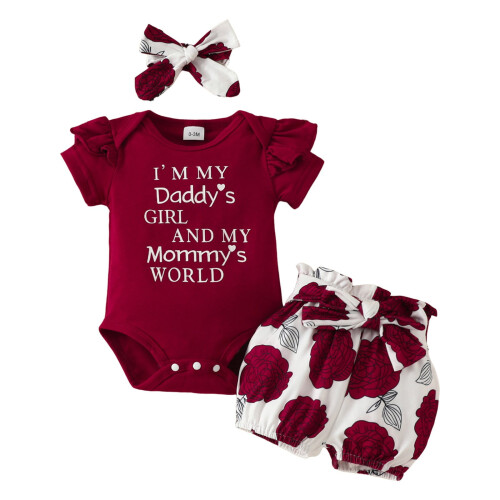 Ensemble body d'été pour bébé fille avec short fleuri et