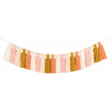 Guirlande à pompons rose, orange et jaune, lot de 2, 94 x 13 cm